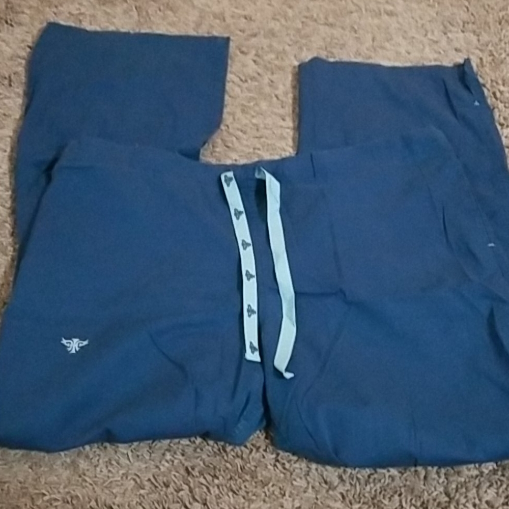 Navy blue med couture scrub pants with light blue